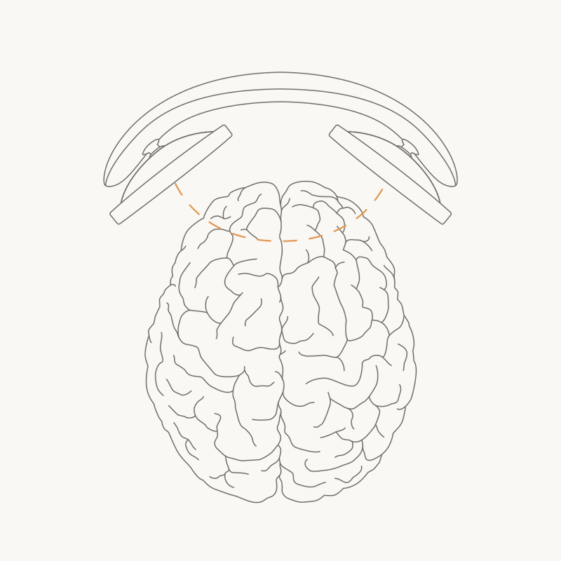 Animation of the Flow headset delivering tDCS to the brain